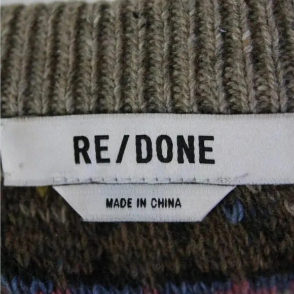 Re/Done 60s Shrunken Sweater in Gravel Multi M Wool Blend - Picture 10 of 13